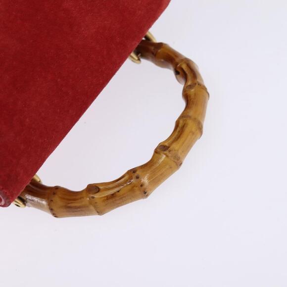 GUCCI Bamboo Backpack Suede Leather Red Gold 003 8030 Auth gh770 main image 10